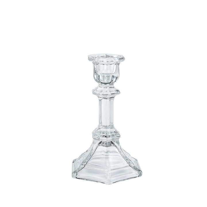 Pressed Crystal-Style Ribbed Glass Taper Candle Holder Stornfield