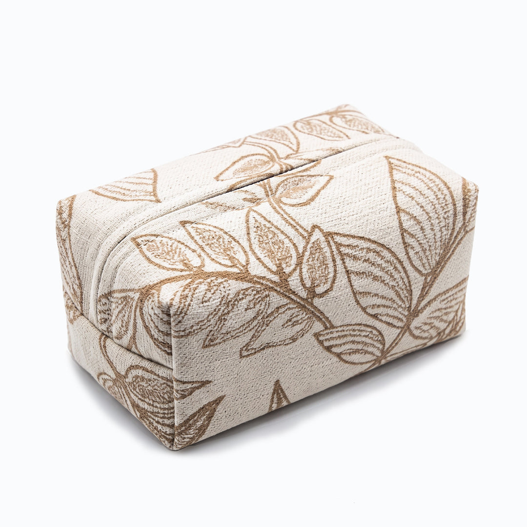 Decorative tissue box cover with floral design