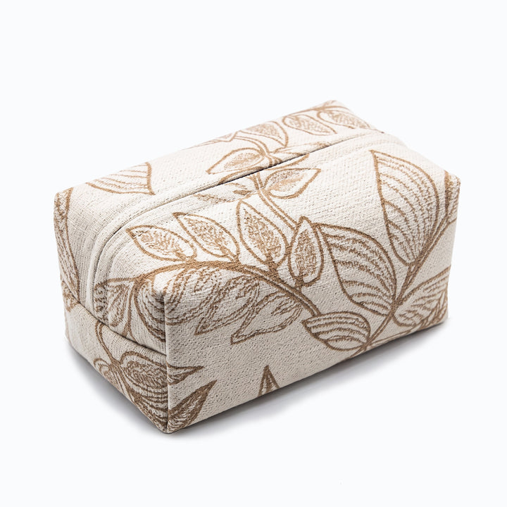Decorative tissue box cover with floral design