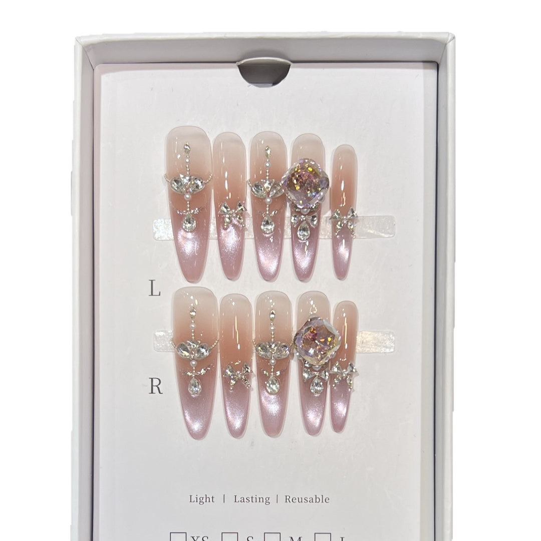Luxurious Crystal-Embellished Press-On Nails