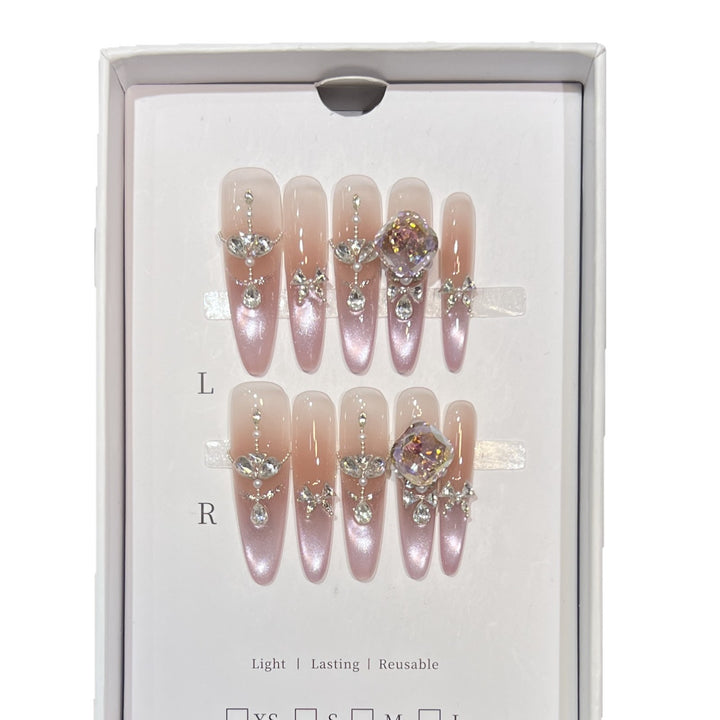 Luxurious Crystal-Embellished Press-On Nails