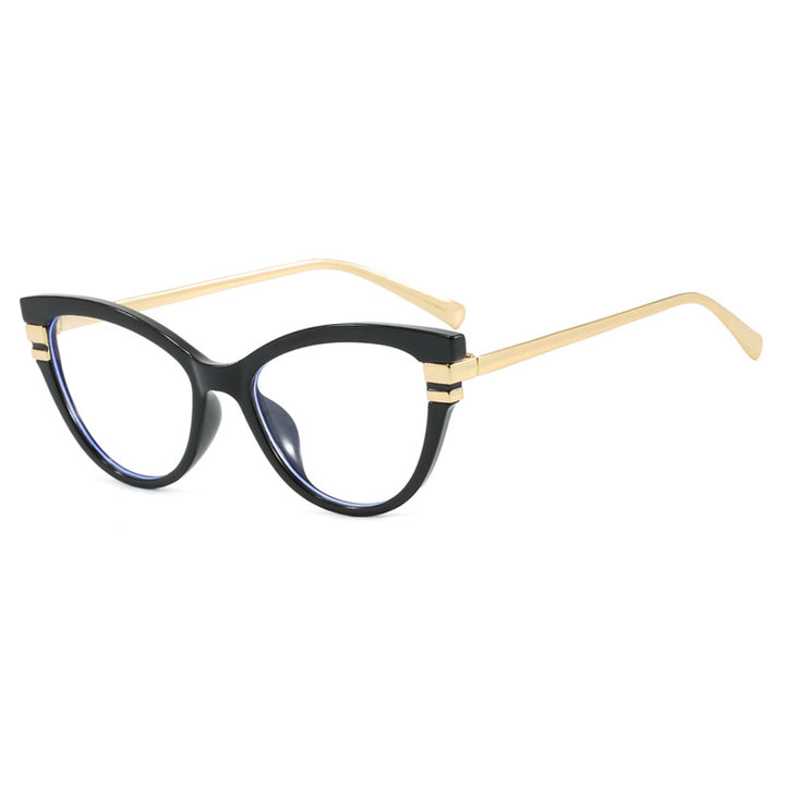 Ladies Cat-Eye Sunglasses with Elegant Plastic Frame and Golden Accents Stornfield