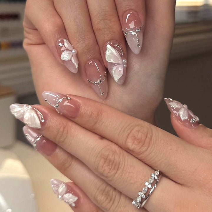 Decorative Press-On Nail Art Set with Butterfly Accents Stornfield