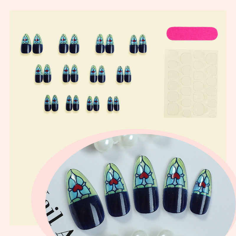 Elegant Stained Glass Press-On Nails Stornfield