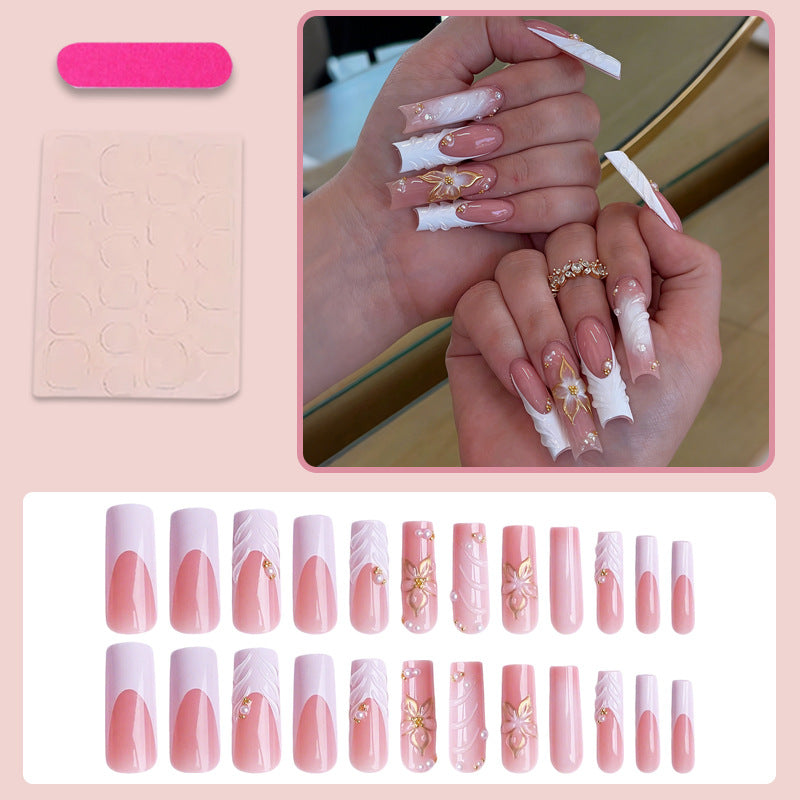 Acrylic nail set with elegant floral designs Stornfield