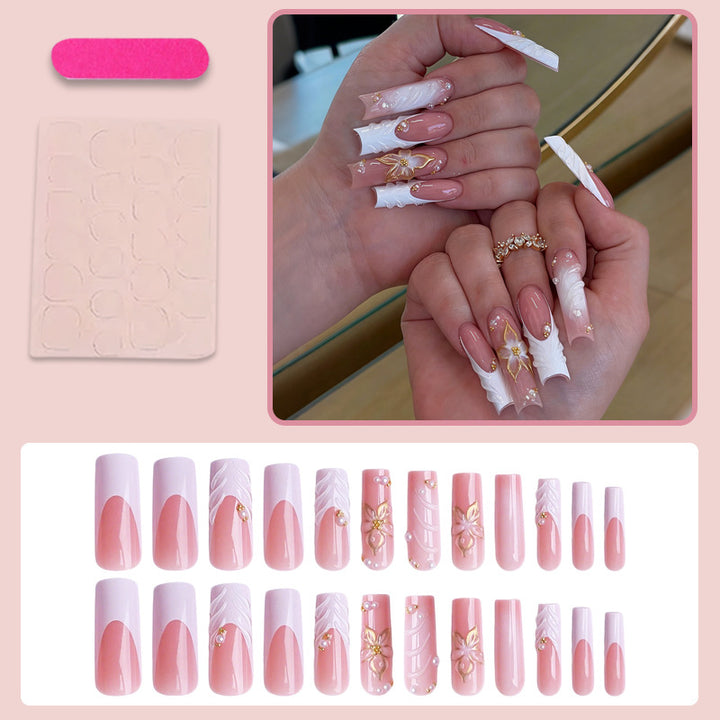 Acrylic nail set with elegant floral designs Stornfield