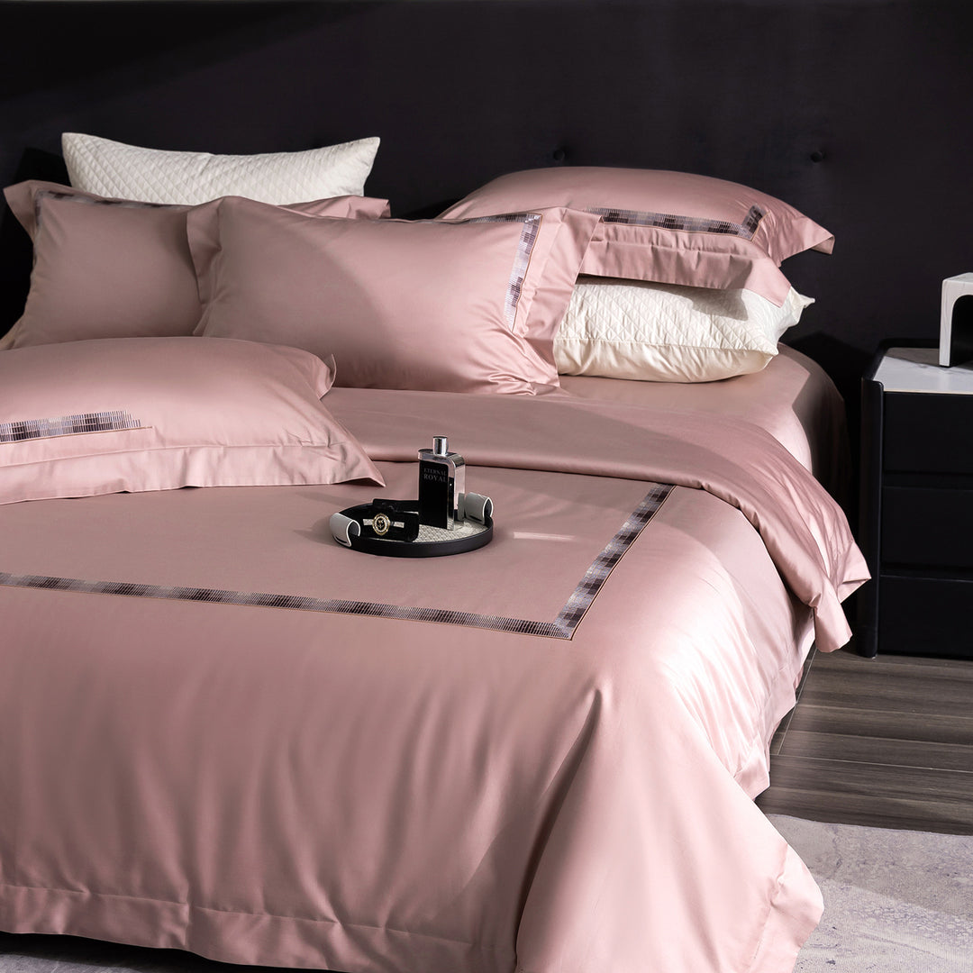 Luxury Egyptian Cotton Sateen Bedding Set with Embroidered Border