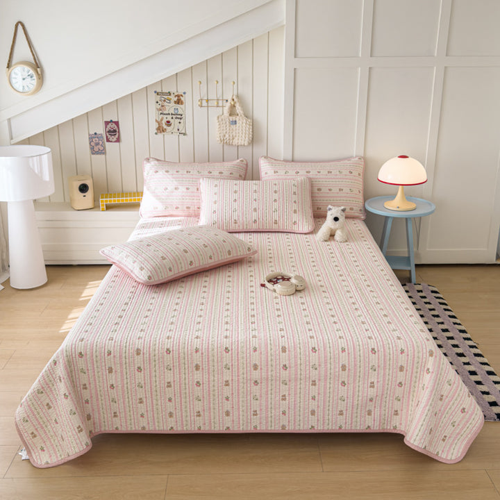 Lightweight Quilted Cotton Bedspread and Mattress Coverlet Set