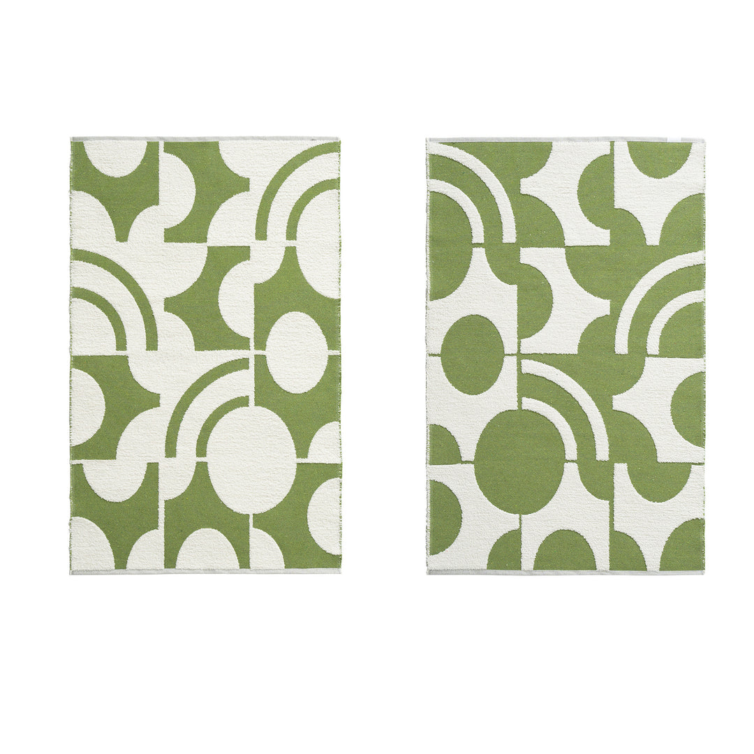 Modern runner rug with checkerboard and line structure