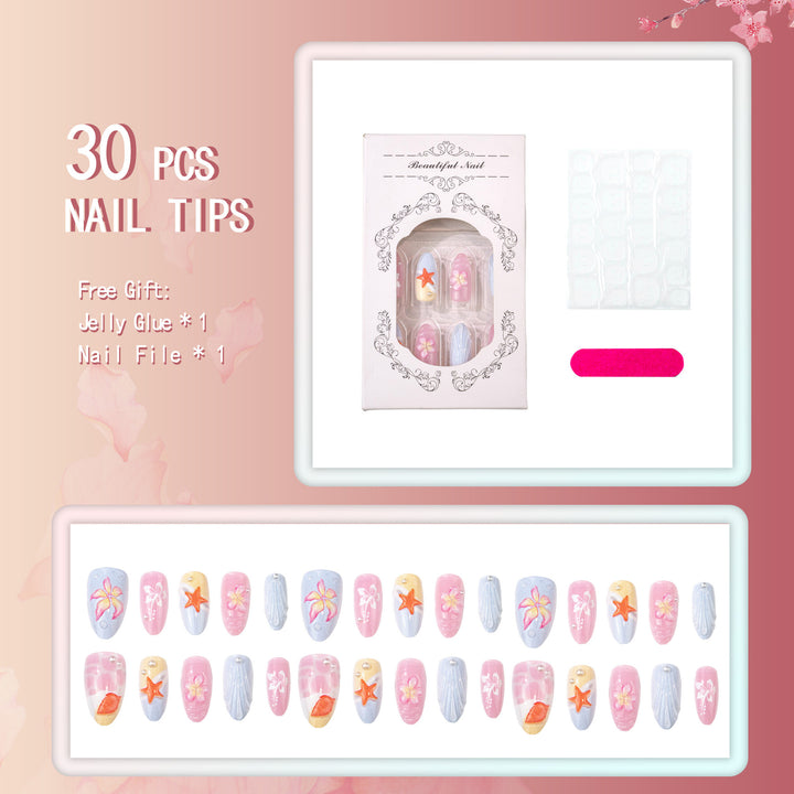 Tropical-Inspired Decorative Press-On Nail Art Set