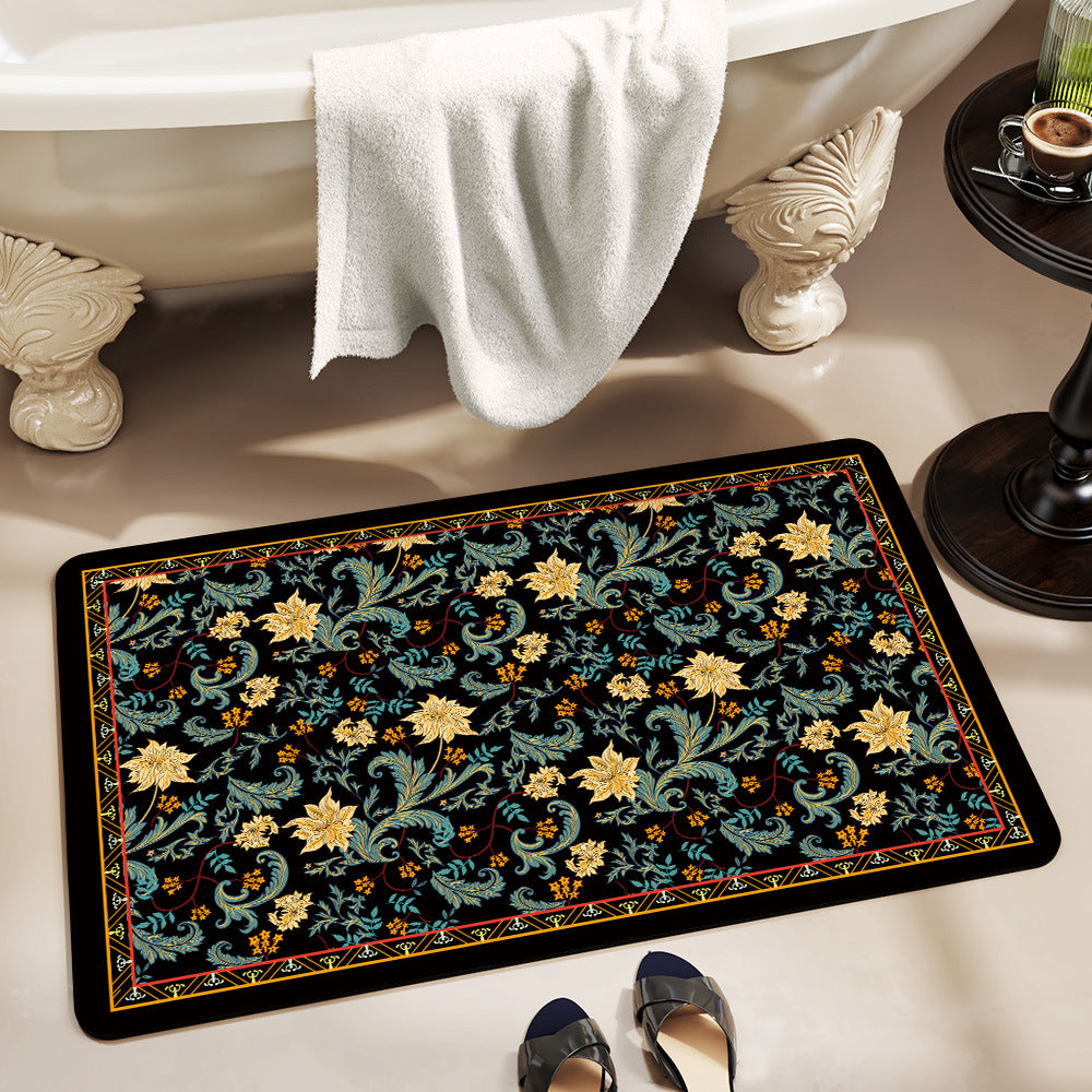 Vintage Floral Pattern Bath Mat Stornfield