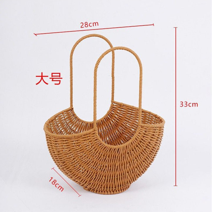 Women Elegant braided rattan basket with double handle Stornfield