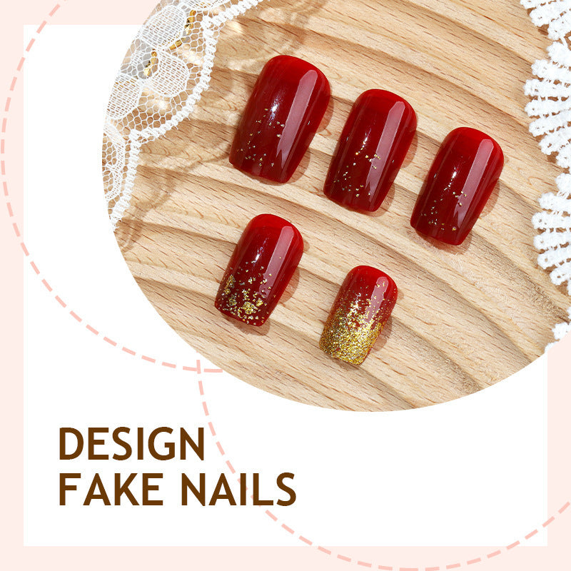 Acrylic nail set with sparkling accents and festive design Stornfield