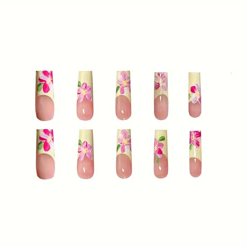 Decorative Floral Design Press-On Nails Stornfield