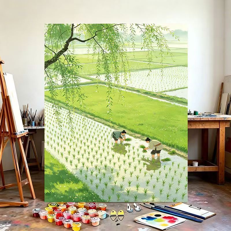 Rice Field Landscape Canvas Art Stornfield