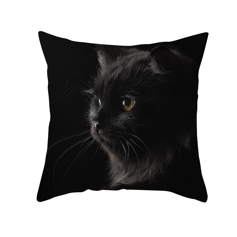 Photoreal Cat Portrait Square Pillow Cover with Concealed Zipper Linen-Blend