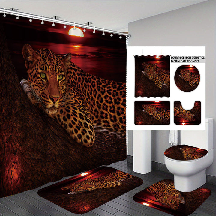 High-Definition Leopard-Themed Four-Piece Bathroom Set Stornfield