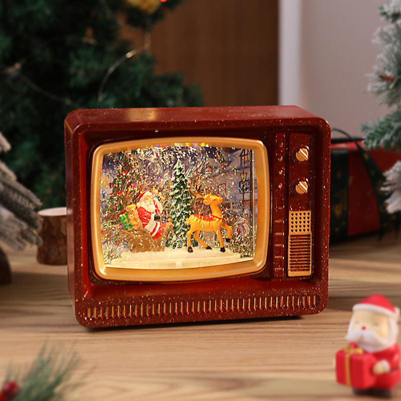 Illuminated Christmas lantern with snow and Christmas motif Stornfield