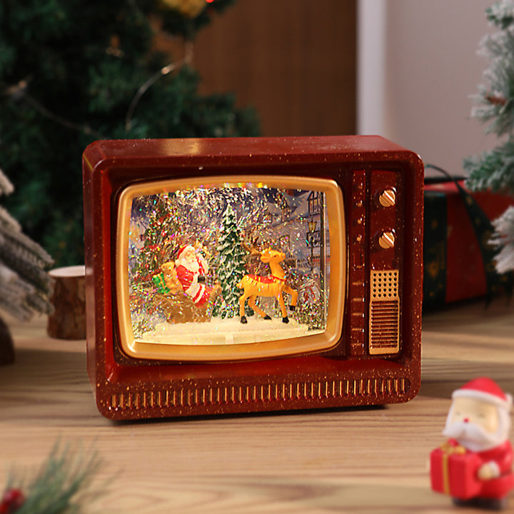 Illuminated Christmas lantern with snow and Christmas motif Stornfield
