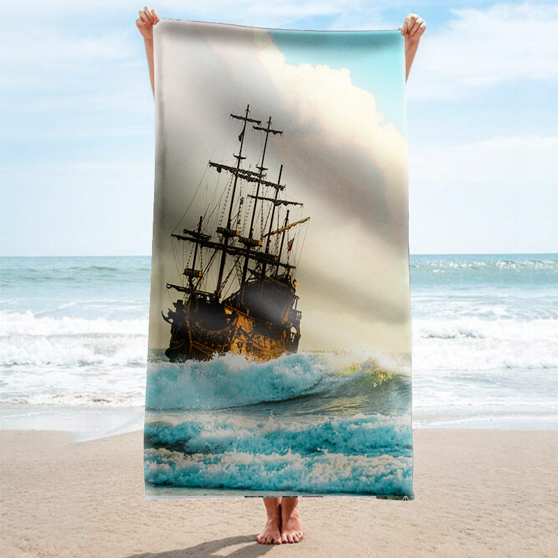 Beach towel with tropical flamingo pattern Stornfield
