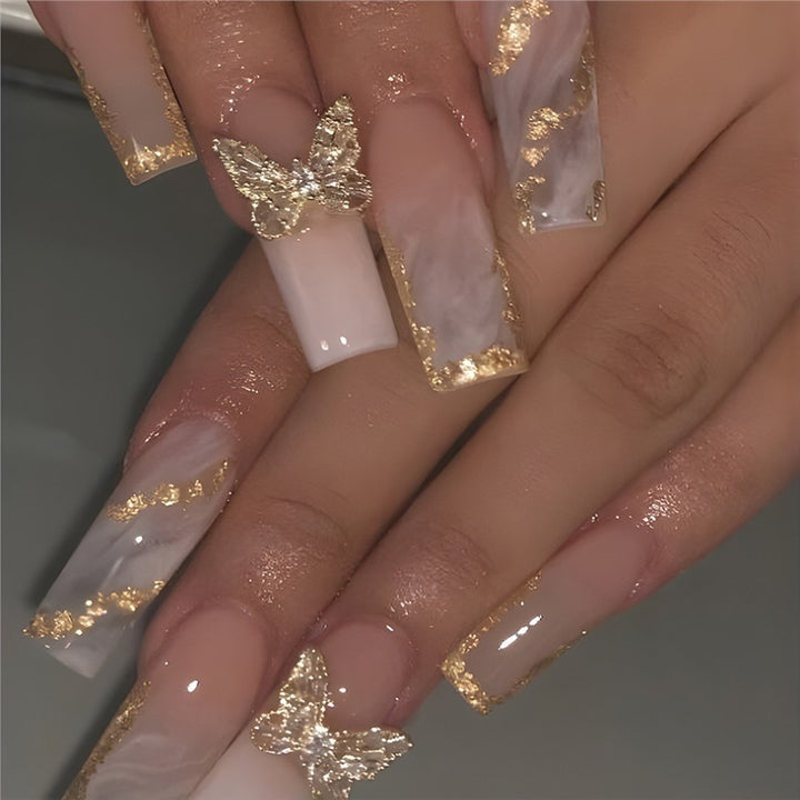 Artistic Marble Effect Press-On Nail Extensions Stornfield