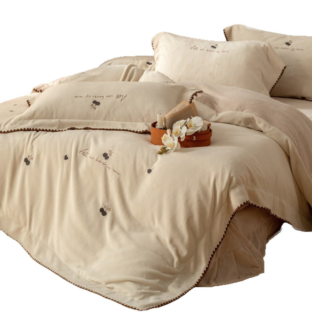 Linen-Blend Pintuck Duvet Cover Set with Matching Pillow Shams