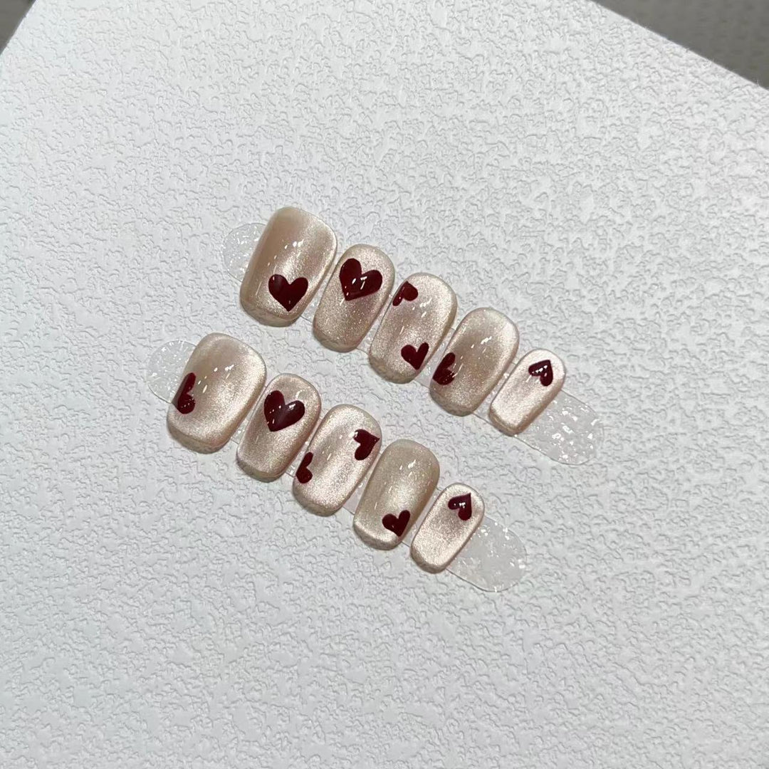 Heart-Patterned Press-On Nail Art Set Stornfield