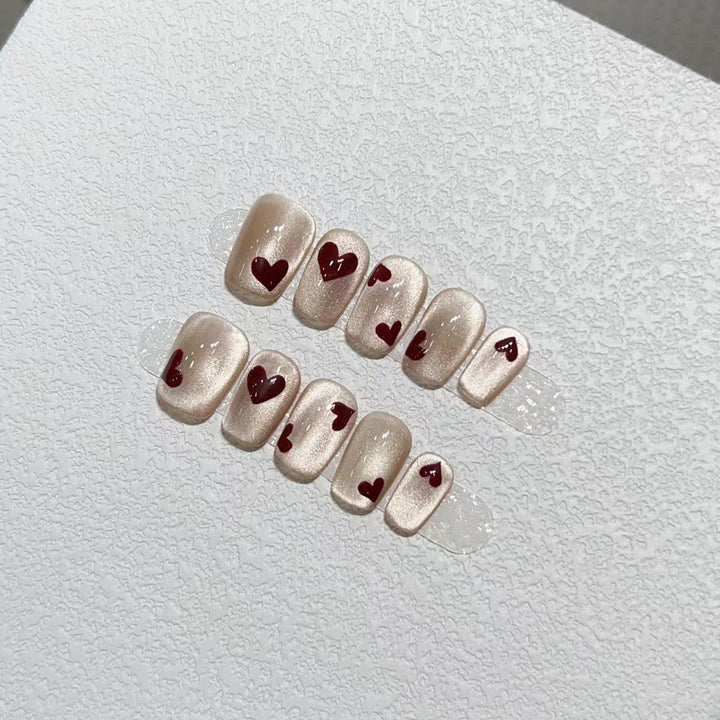 Heart-Patterned Press-On Nail Art Set Stornfield