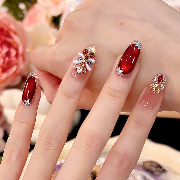 Elegant artificial nails with festive decor Stornfield