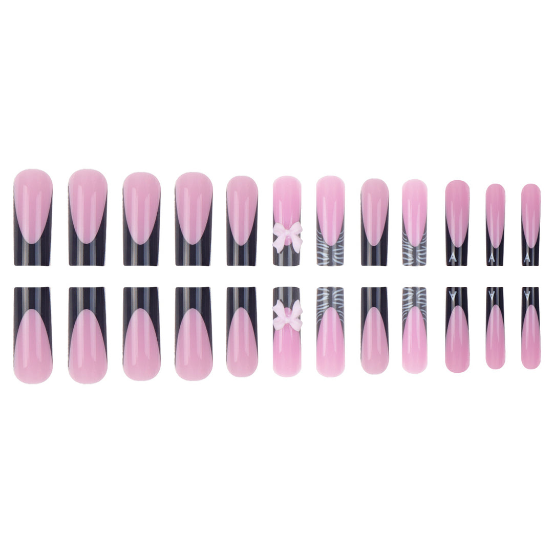 Stylish Artistic Press-On Nails with 3D Bow Design Stornfield