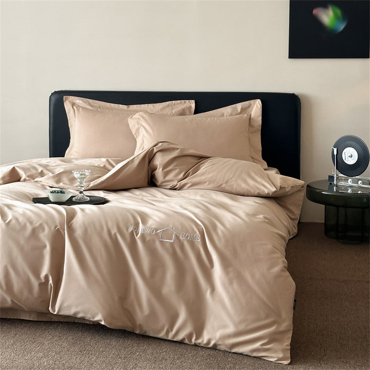 Luxury Cotton Sateen Duvet Cover Set with Discreet Embroidered Home Logo