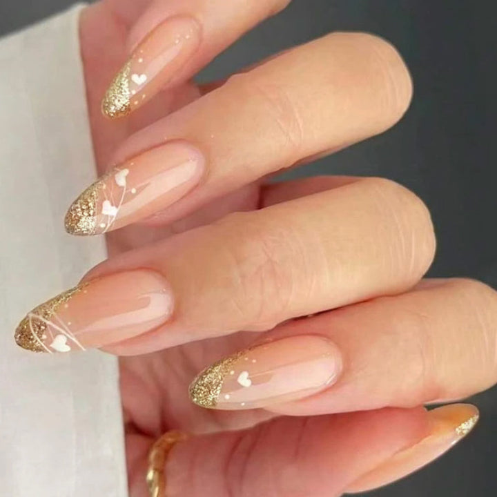Glitter-Accent Almond-Shape Press-On Nail Set Stornfield