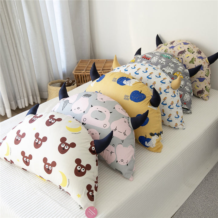 Playful Dog Print Horn-Appliqué Pillowcase Shams Set