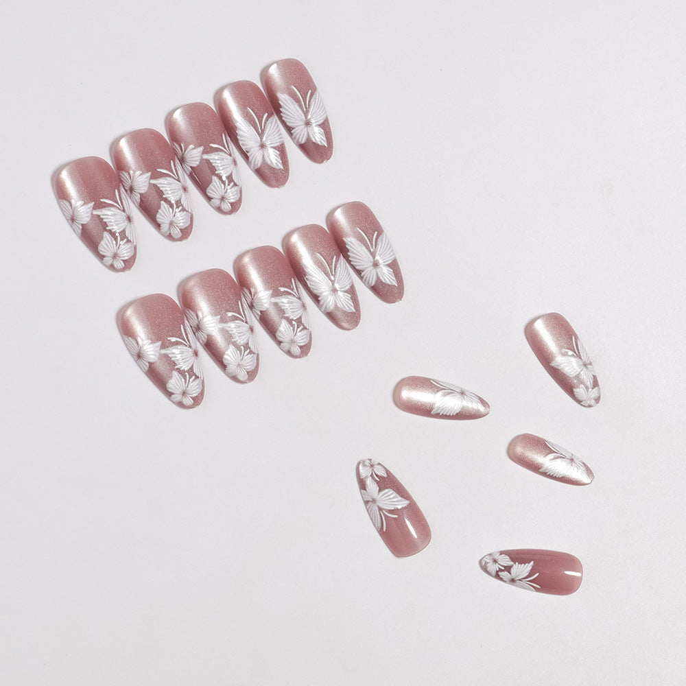 Premium Artistic Press-On Nails Set with Floral Accents Stornfield