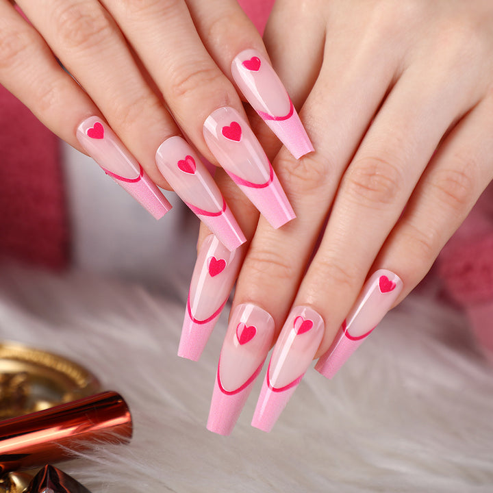 Artificial nails with romantic heart design Stornfield