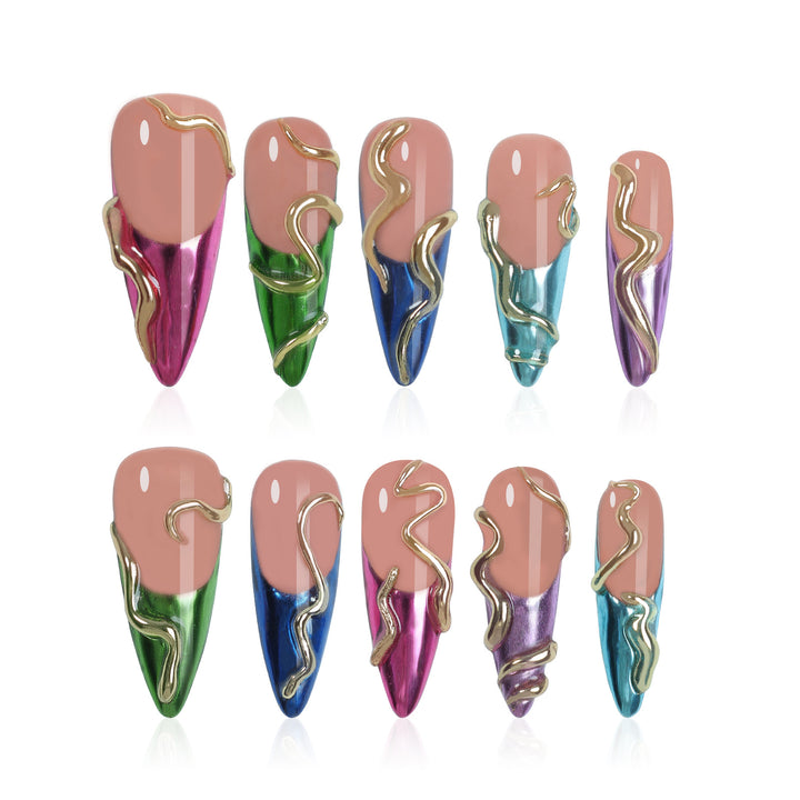 Artificial nail set in elegant design with creative accents Stornfield