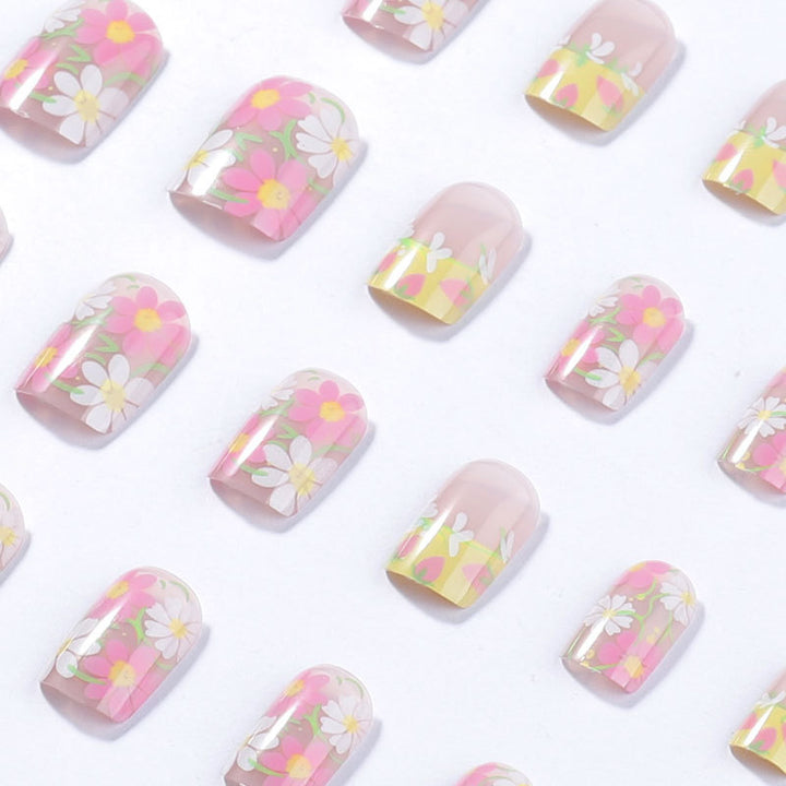 Floral-Themed Press-On Nail Art
