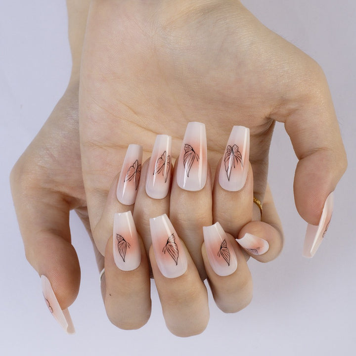 High-gloss artificial nails with rose effect Stornfield