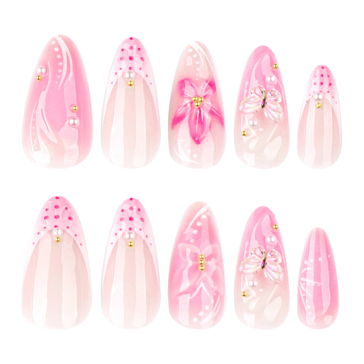 Artful Nail Extensions with Floral Accents Stornfield