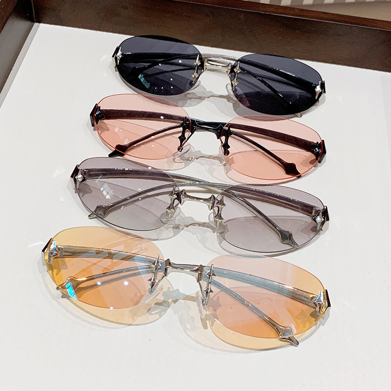 Ladies fashionable sunglasses in futuristic design with mirrored frame Stornfield