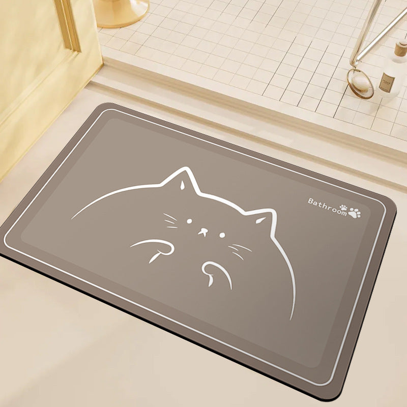 Cute Cat-Themed Bathroom Mat