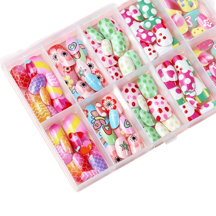Vibrant Cartoon-Themed Press-On Nail Art Collection Stornfield
