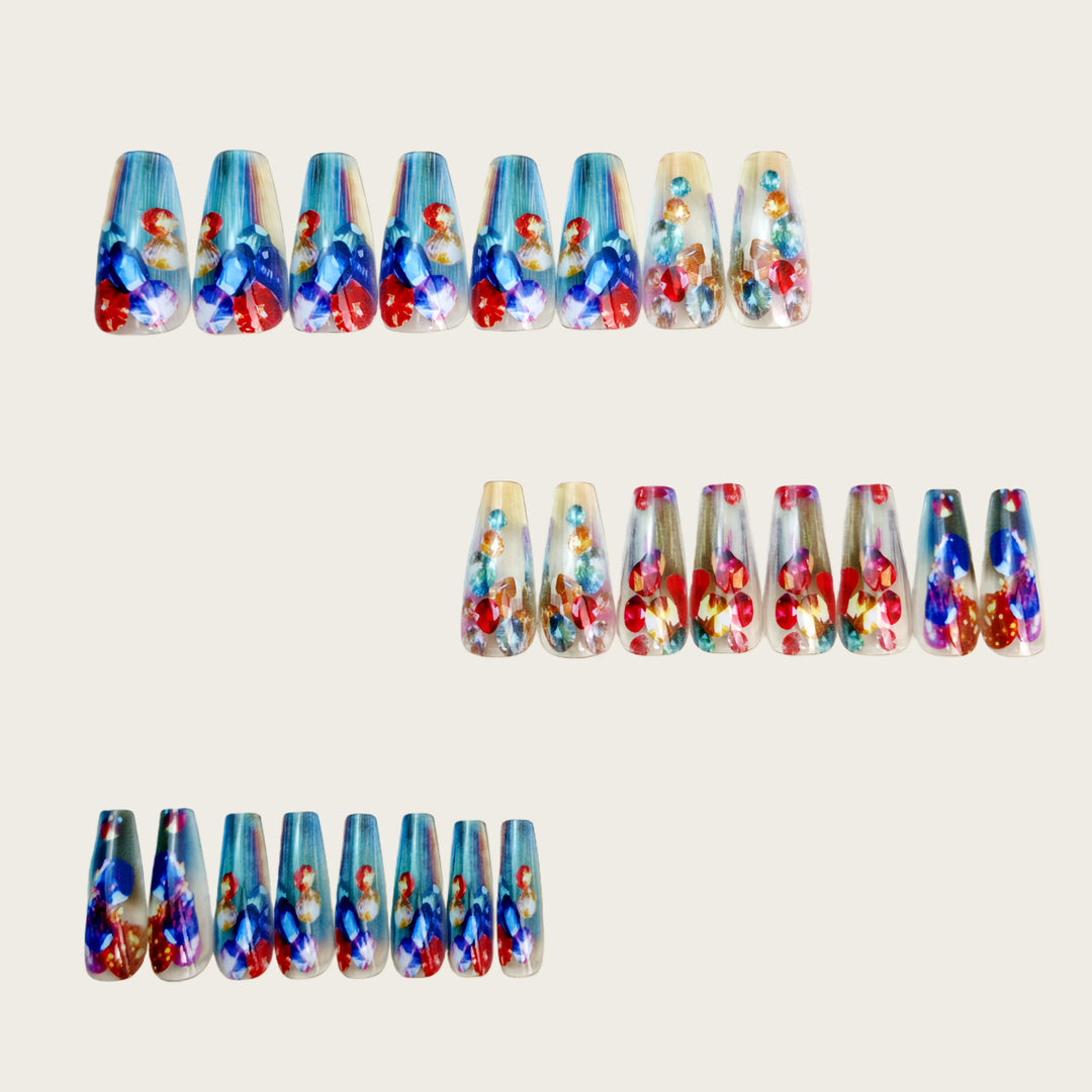 Artificial nails with sparkling crystal decorations Stornfield