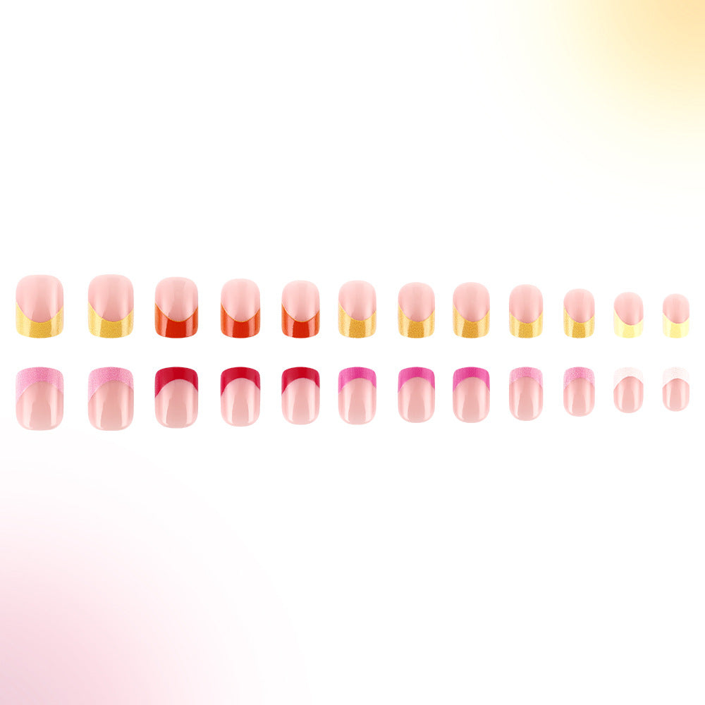 Colorful Ombre French Tip Press-On Nails Stornfield