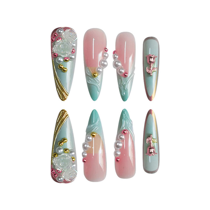 Decorative Long Stiletto Press-On Nail Art Stornfield