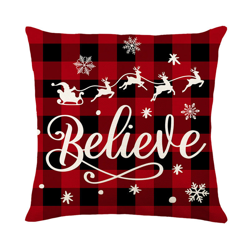 Buffalo-Check Holiday Believe Script Throw Pillow Cover