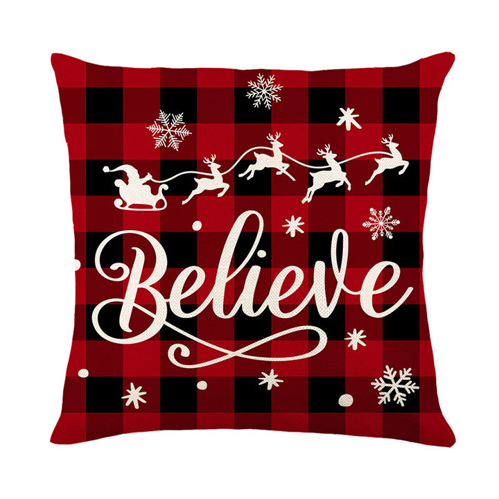 Buffalo-Check Holiday Believe Script Throw Pillow Cover