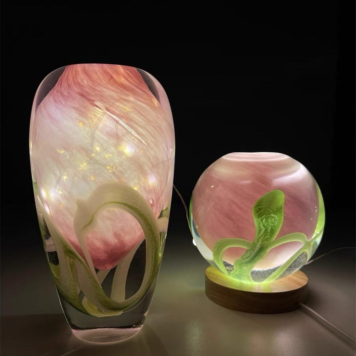 Handblown Encased-Glass Bud Vase with Sculptural Petal Inclusions Stornfield