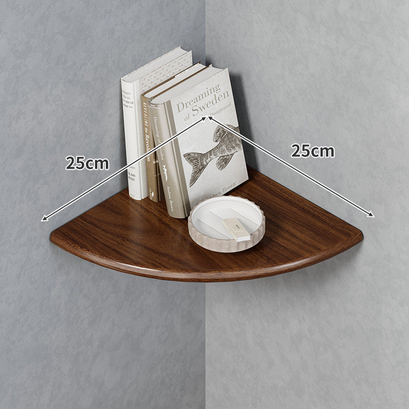 Quarter-Round Corner Floating Wall Shelf with Concealed Brackets