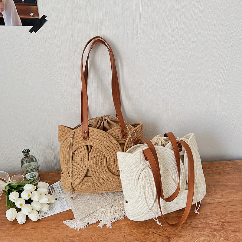 Woven Handle Tote Bag